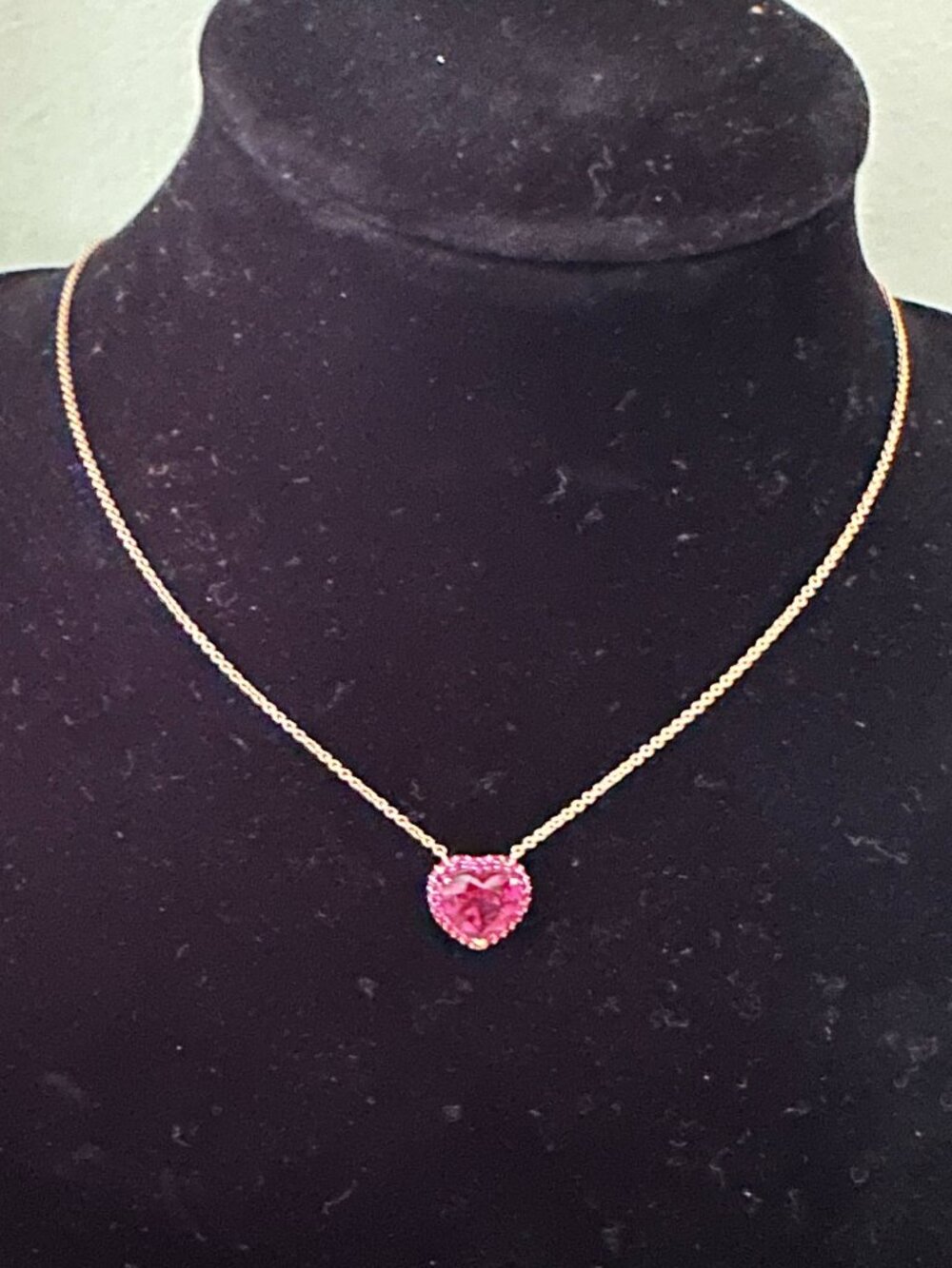 Nicole Rose Pink Sapphire Heart Pendant 18k gold necklace